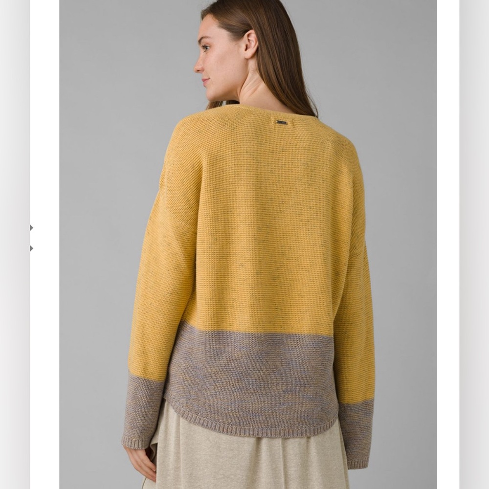 Prana knit Mustard  Slouchy Relaxed Fit Sweater Size XL